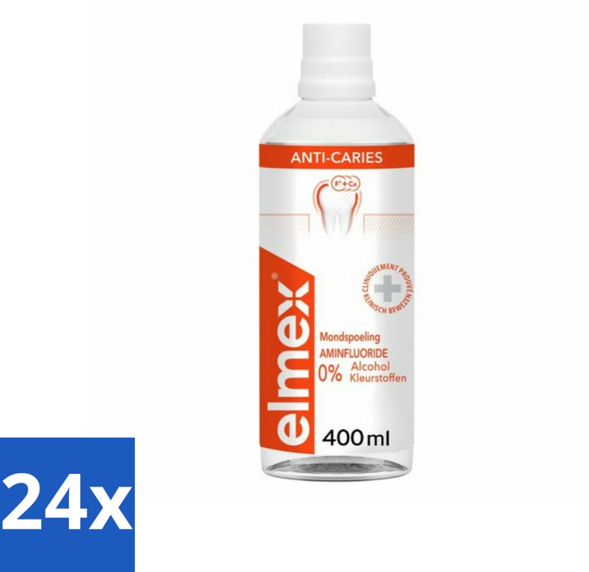 24 x Elmex – Mondspoeling – Anti-Cariës – 400 ml - Tandspoeling Tegen Gaatjes - Fluoride Mondspoeling - Anti-cariës Mondspoeling - Gebitsverzorging - Tandenborstel Aanvulling
