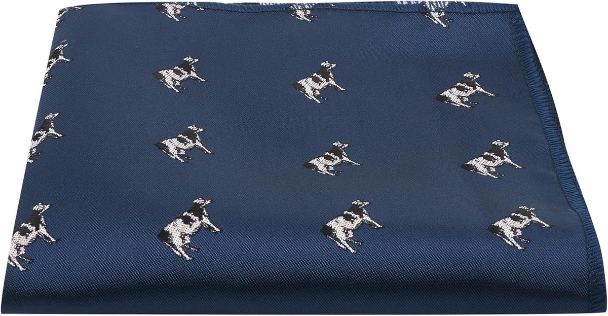 Donkerblauw Zakdoek Heren met Geborduurd Koeienprint - Katoen