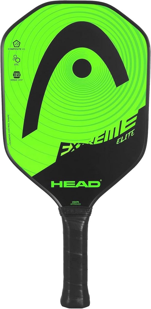 HEAD Extreme Elite Fiberglass Paddle with Honeycomb Polymer Core & Comfort Grip, Green/Black, One Size