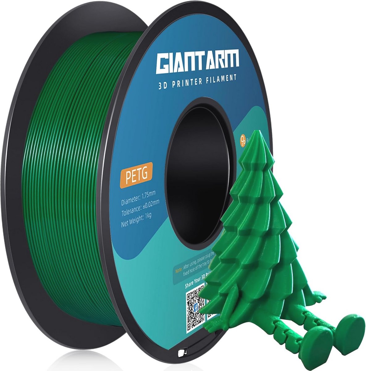 PETG-filament voor 3D-printer - 1,75 mm, 1 kg, Groen, Hoge kwaliteit