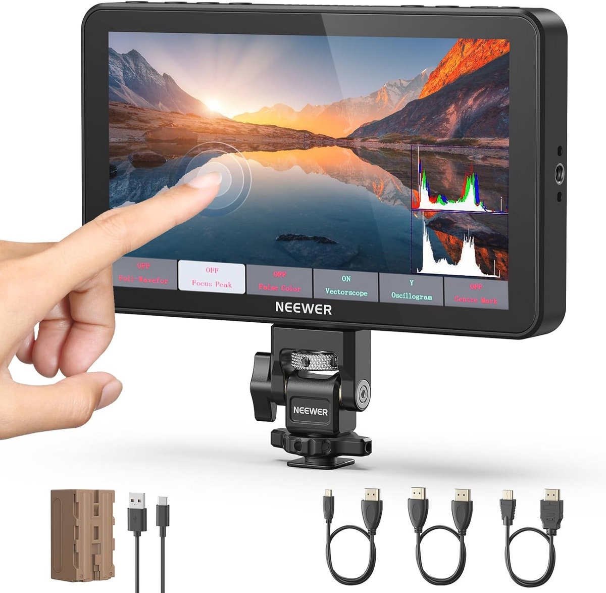 7 inch camera veldmonitor met 2000 nit helderheid en 4K HDMI