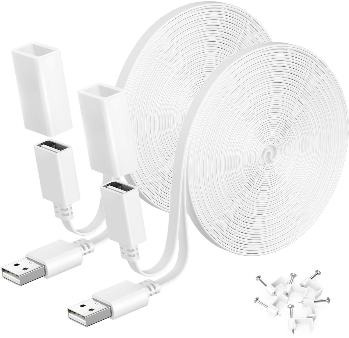 USB Verlengkabel Plat 3M 2Pack Voor Bewakingscamera's