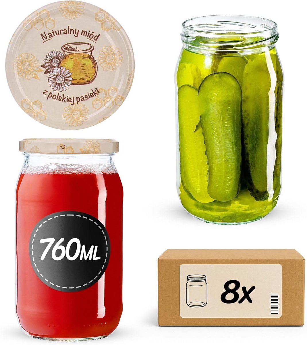 Grote Inmaakpotten 760 ml met Schroefdeksel voor Potten en Conserven