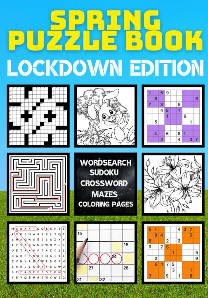 Puzzelboek voor Volwassenen - Woordzoeker, Sudoku, Kruiswoordpuzzels & Kleurplaten