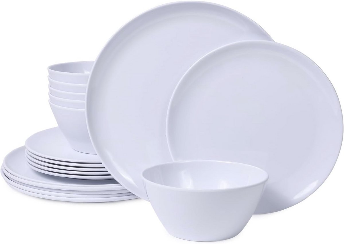 Melamine Servies Set - 18 delige Set voor Binnen en Buiten Gebruik, Vaatwasserbestendig