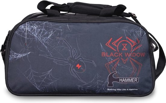 Jamiukro Bowling Ball Bag, 2 Balls, Bowling Bag with Removable Padded Cushion and Ball Holder, Suitable for Single Pair of Bowling Shoes up to Size 16, for Men, Black