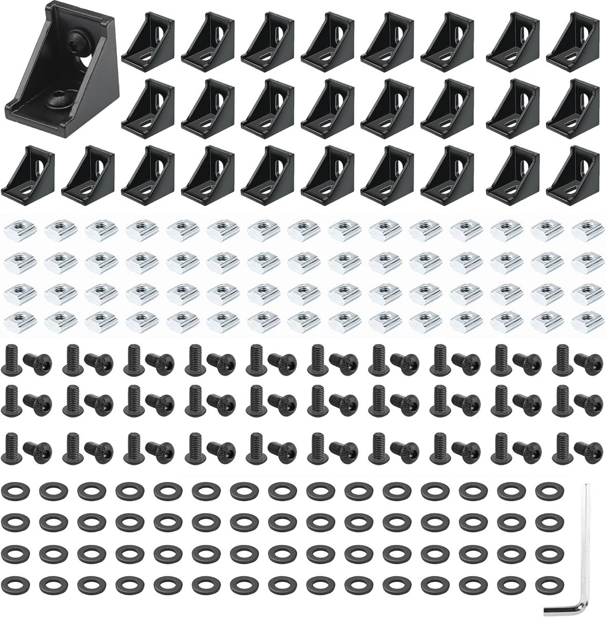 Aluminium Profiel Connector Set 2020-serie met Hoekbeugels en T-sleuf Schuifmoeren