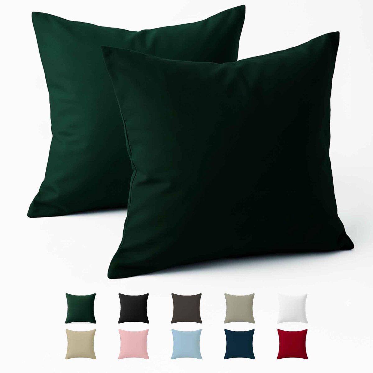 Unyqoos Set van twee en ademende kussenslopen van katoen in formaat 80 x 80 cm groen