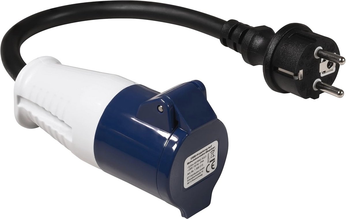 CEE-koppeling op geaarde stekker | 0,35m H07RNG 3G2,5, 230V, IP44