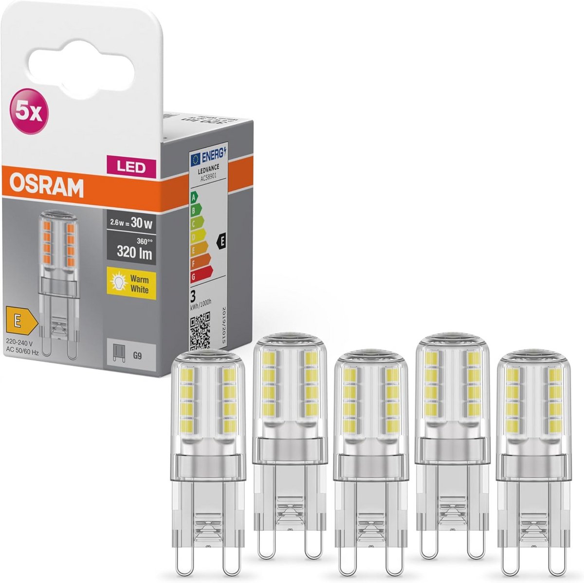 Heldere G9 LED Lamp Warm Wit 320 Lumen - 5-Pack