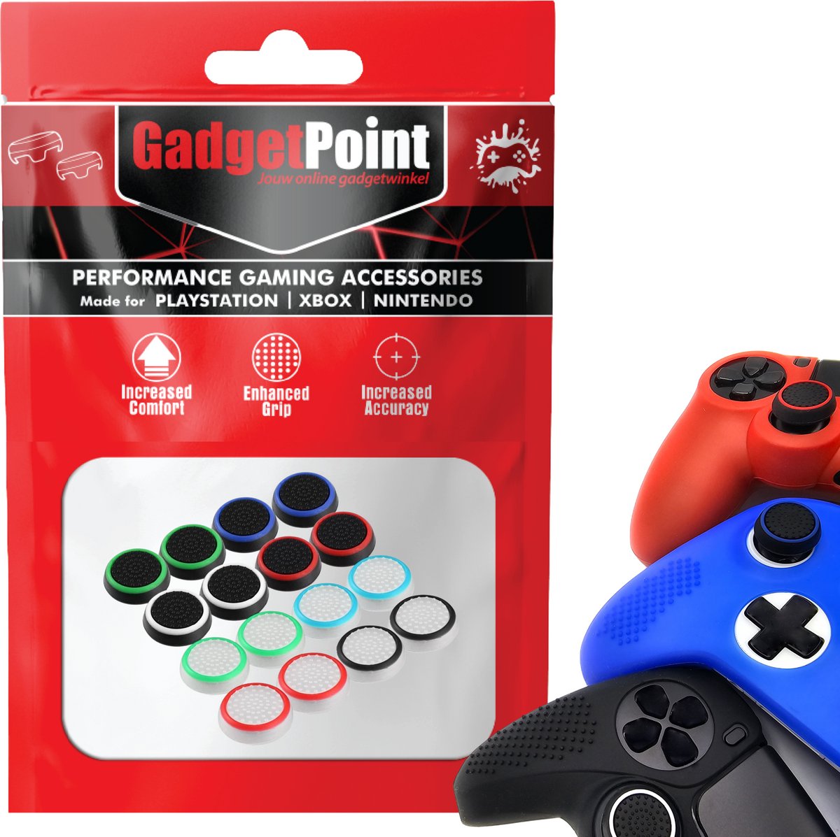 Bol.com Gadgetpoint - Thumb Grips voor PlayStation, PS5, Xbox X/S, One & Switch Pro Controller - Gaming Thumbgrips - Performance... aanbieding