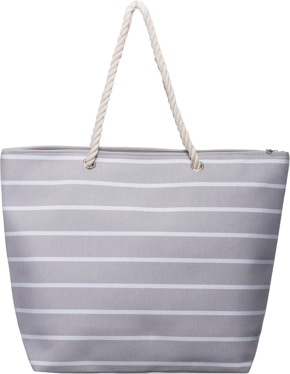 Ruime Strandtas met Ritssluiting - Ideaal als Schoudertas en Boodschappentas, 50 x 38 x 15 cm