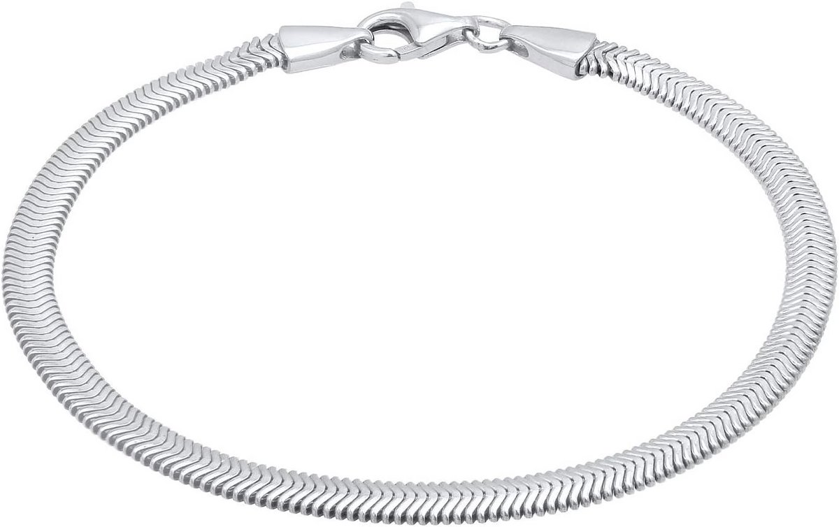 Massief 925 Sterling Zilveren Herenarmband Platte Visgraat Patroon Handgemaakt