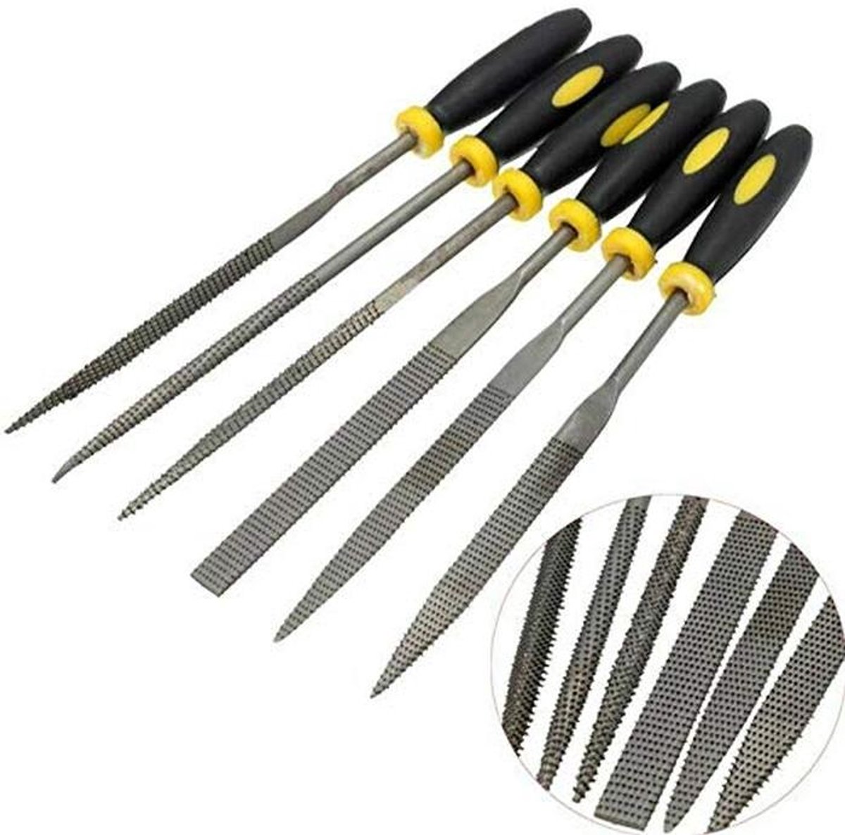 Mini Naaldvijl Set - 6 Stuks voor Houtsnijwerk en Precisiewerk