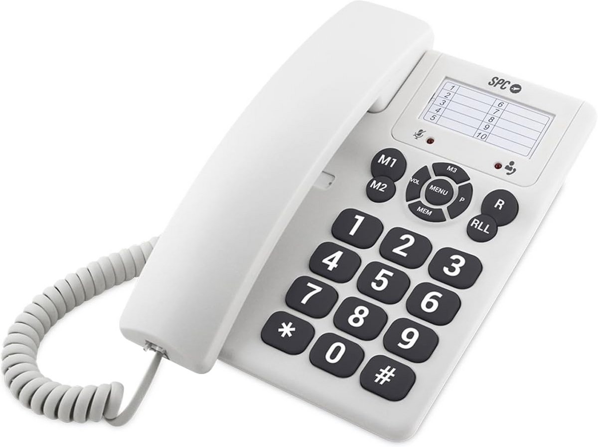 Witte Bureau of Wandtelefoon met Grote Toetsen en Hoog Belvolume