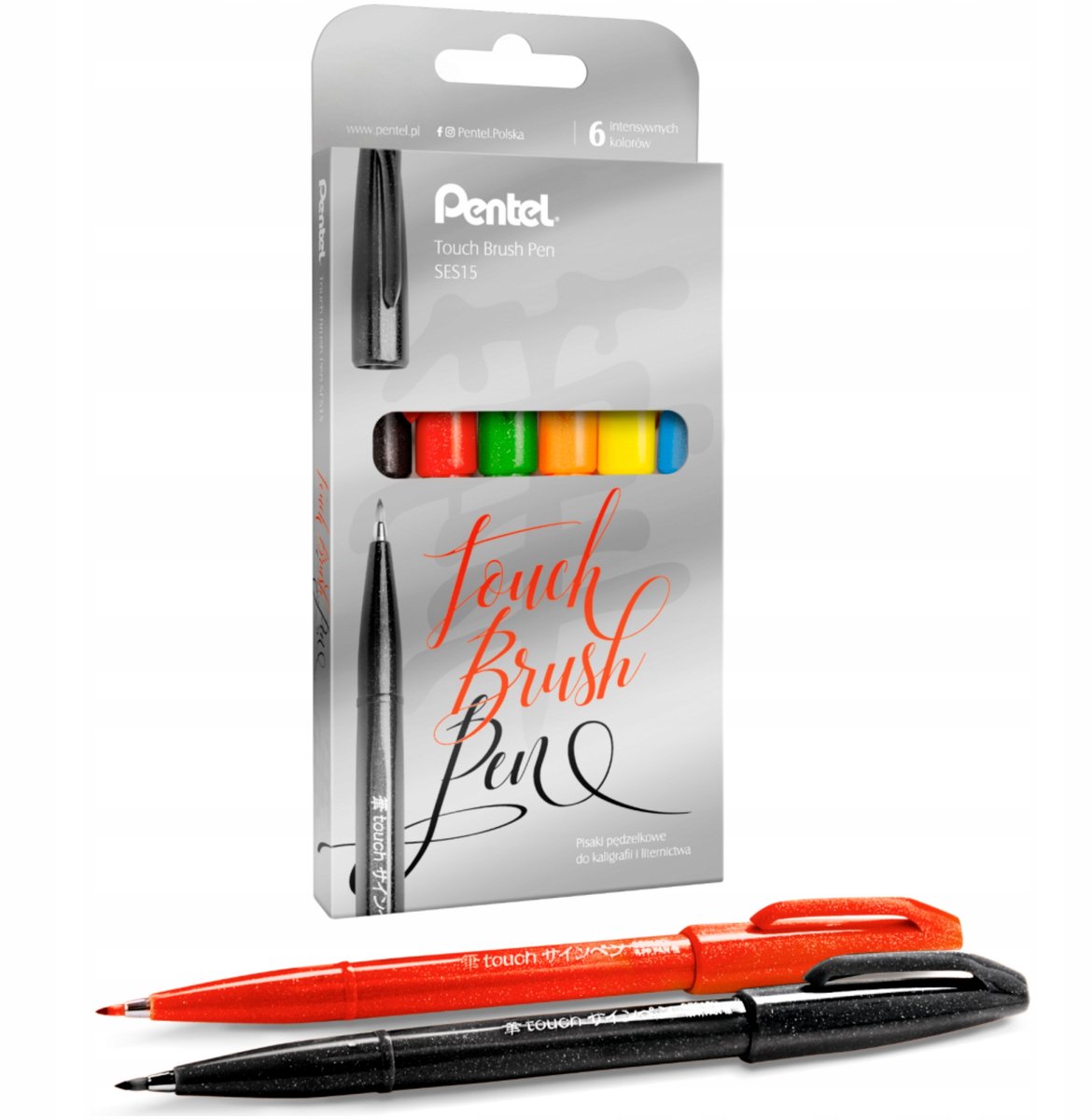 Pentel Penseelstiften Set - 6 kleuren voor kalligrafie en handlettering