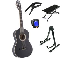 LaPaz C30BK klassieke gitaar 3/4-formaat zwart + statief + accessoires
