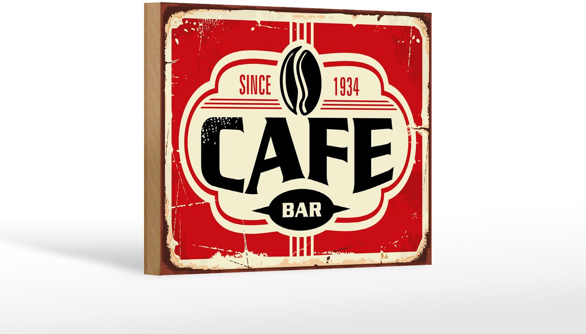 Holzschild Retro 18x12cm Cafe bar Kaffee since 1934