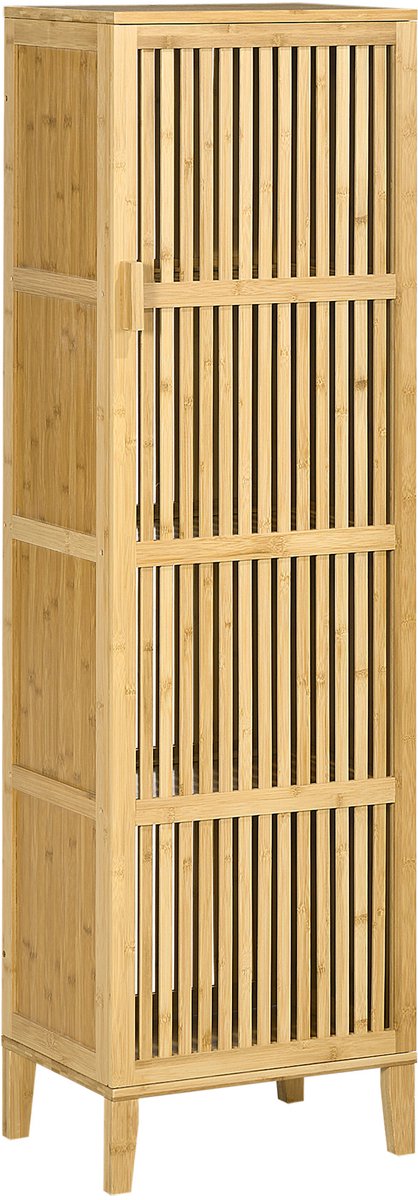 HOMCOM Badkamerkast - Bamboe - 40x30x140cm - Natuurlijk hout