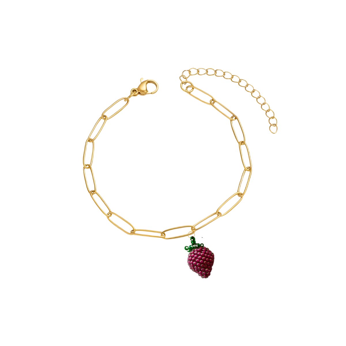 Planet Pink - Armband met fruitbedeltje braam goud - Stainless Steel - Roestvrij Staal rvs - Waterproof