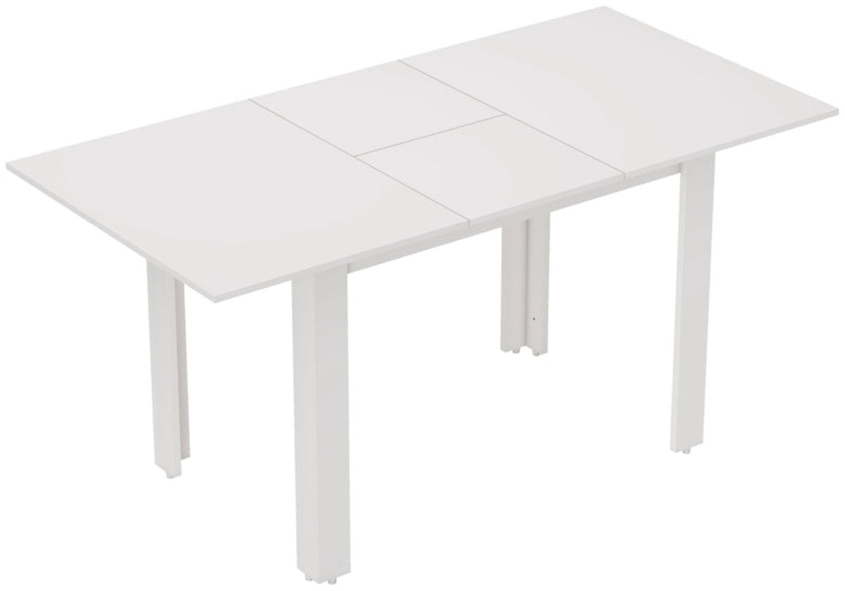 Merax Uitschuifbare Eettafel – Verlengbare Tafel 120–160 cm voor 4–6 Personen – Hoogglans Wit – MDF – Stevige Eetkamertafel voor Keuken & Woonkamer