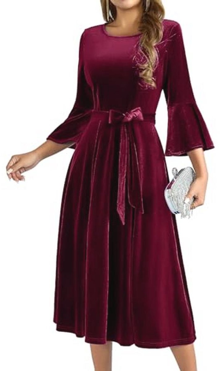 Elegante formele damesjurk met 3/4 mouwen voor cocktail en winterse feesten