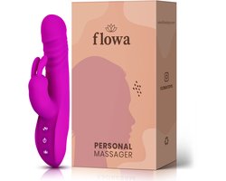 Flowa® Lyra – 3 in 1 Stotende Rabbit Vibrator – 11 Vibratiestanden – 3 Thrusting Modi – Clitoris & G-spot – Vibrator voor Vrouwen – Dildo Vibrator – Seksspeeltje – Roze