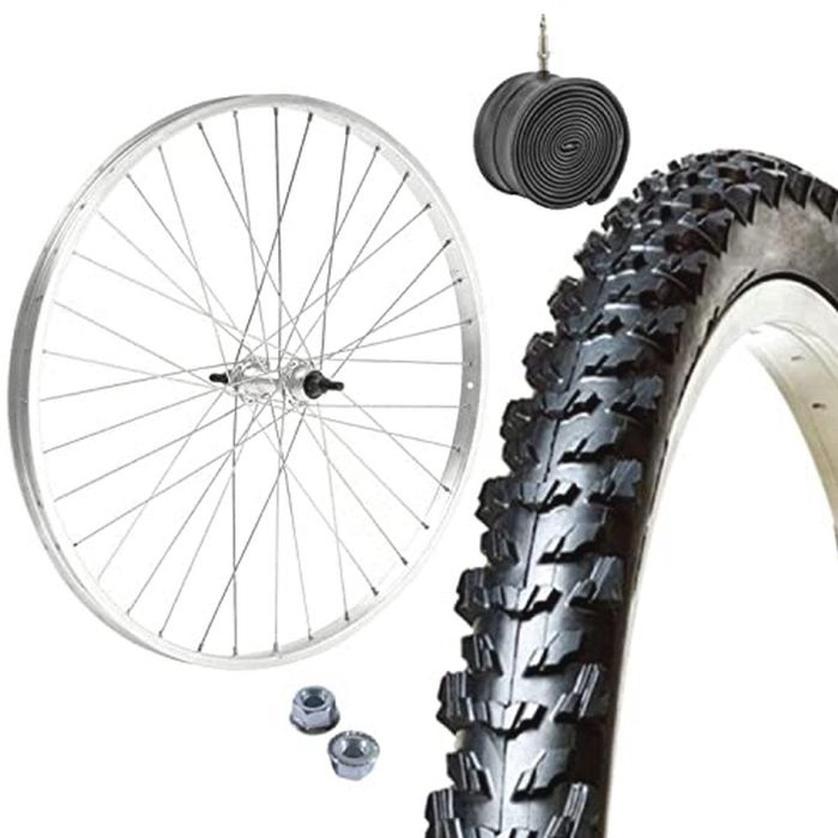 Voorkantwiel en MTB banden set 24 inch inclusief binnenband