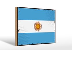 Holzschild Flagge Argentinien 30x20cm Retro Flag Argentina