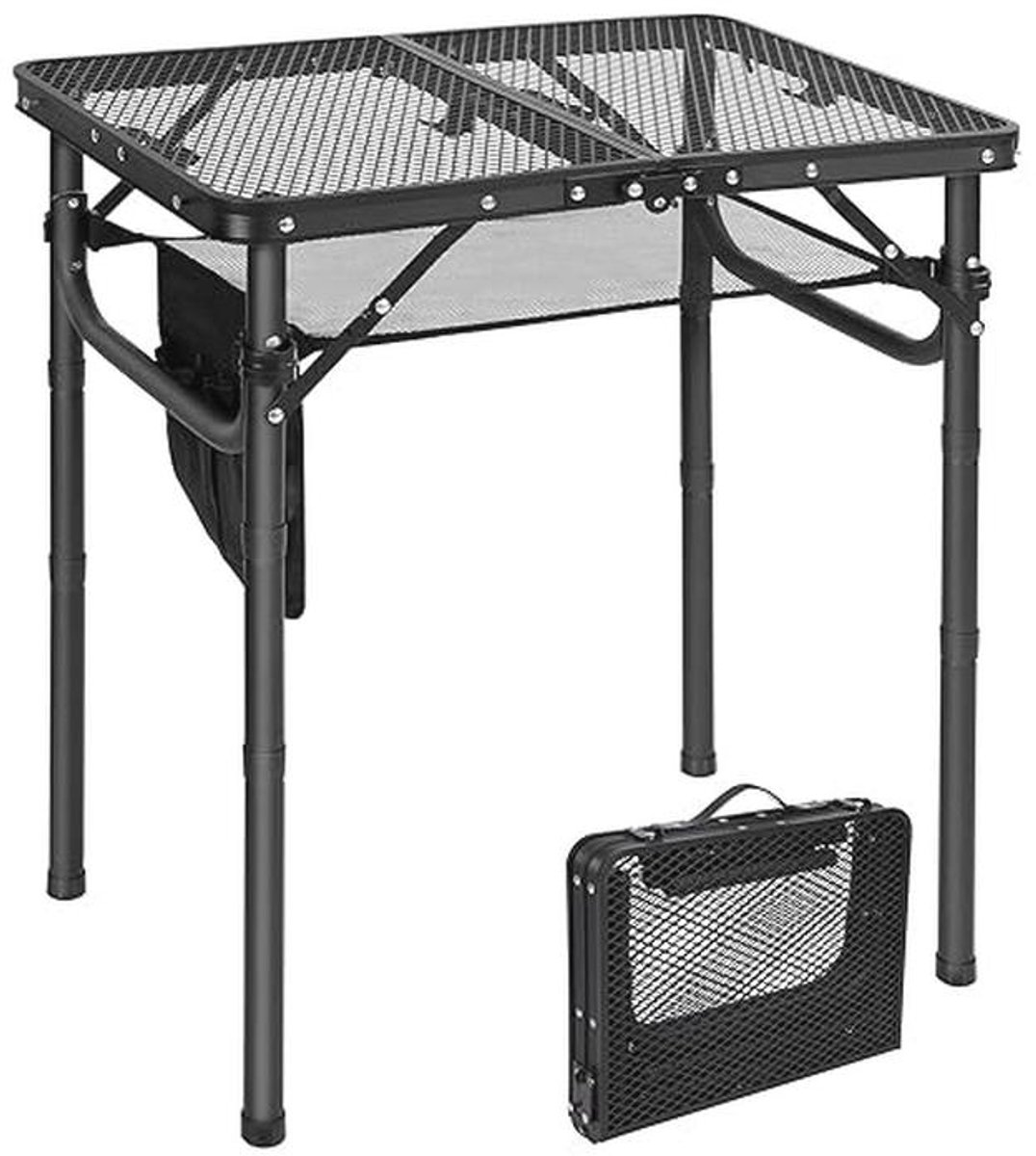 Opvouwbare grilltafel - lichtgewicht, hoogte verstelbare aluminium tafel voor camping, picknick en BBQ - zwart