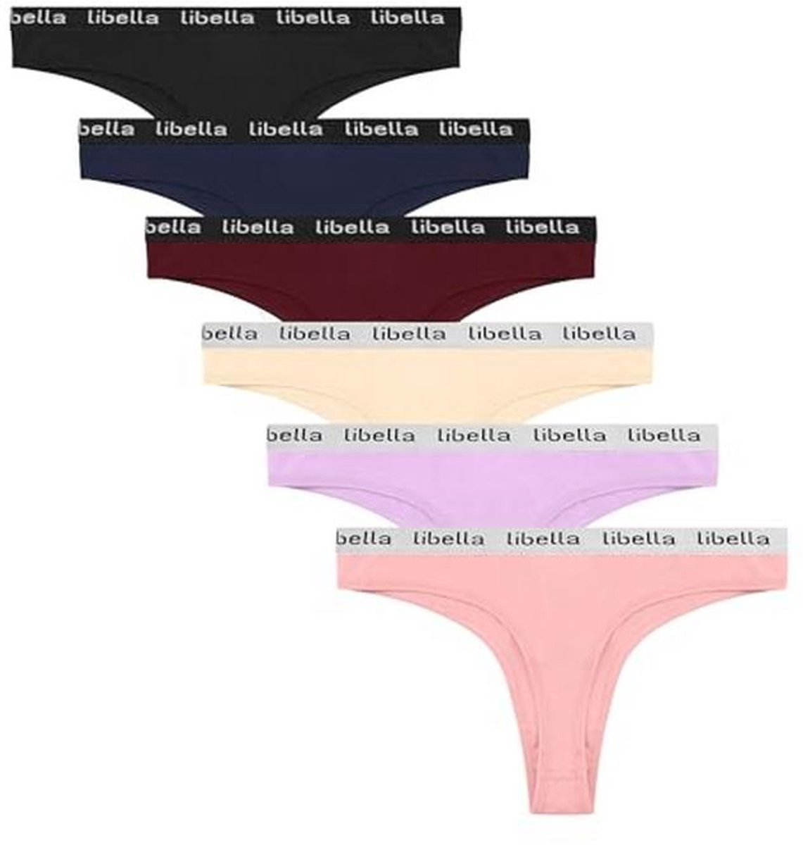 Katoenen Dames Slipje Multi-Pack van 6 - G-Strings met Strepen