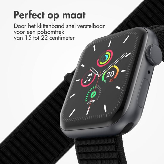Nylon bandje - Geschikt voor Apple Watch 1, 2, 3, 4, 5, 6, 7, 8, 9, 10, 11, SE, Ultra (2 / 3) - 44/45/46/49 mm - Zwart