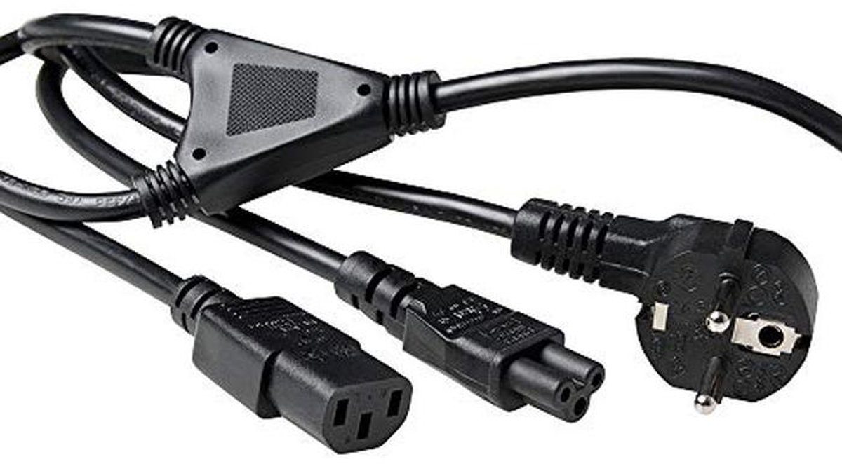 Koudeapparaatkabel C13 + C5 netsnoer 1,80 m - Y-kabel voor PC stroom