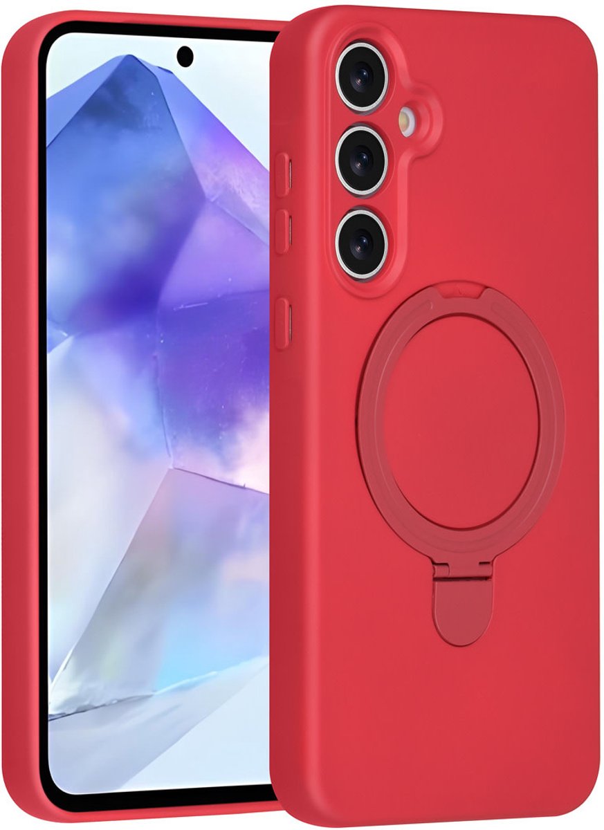 TUNIQ telefoonhoesje voor Samsung Galaxy A55 - MagSafe met ringstand en koord - Rood