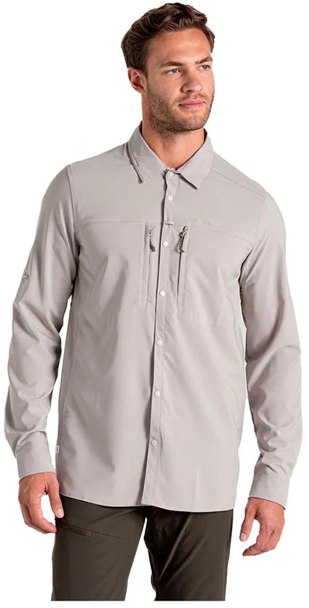 Craghoppers Nosilife Pro V Overhemd Met Lange Mouwen Beige,Grijs L Man