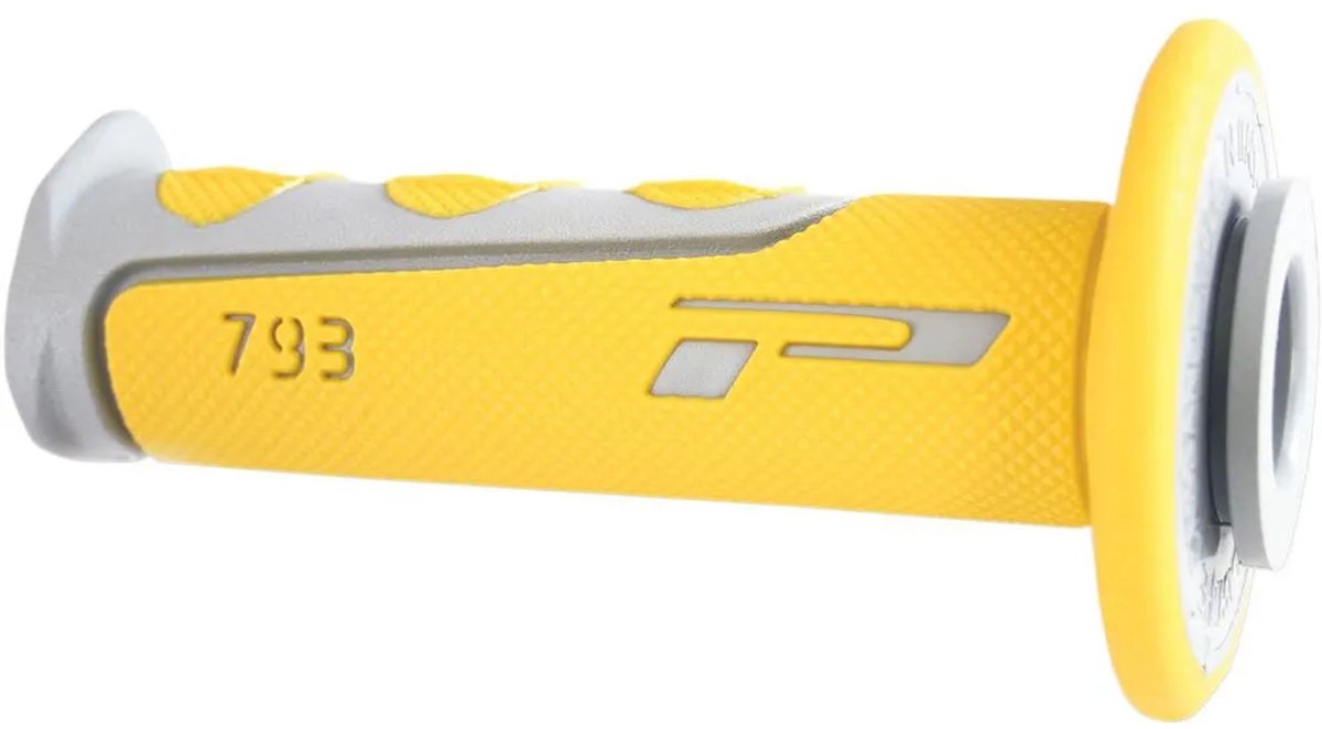 Paire de poignée jaune et grise ProGrip Road 793 pour moto scooter 50 à boite
