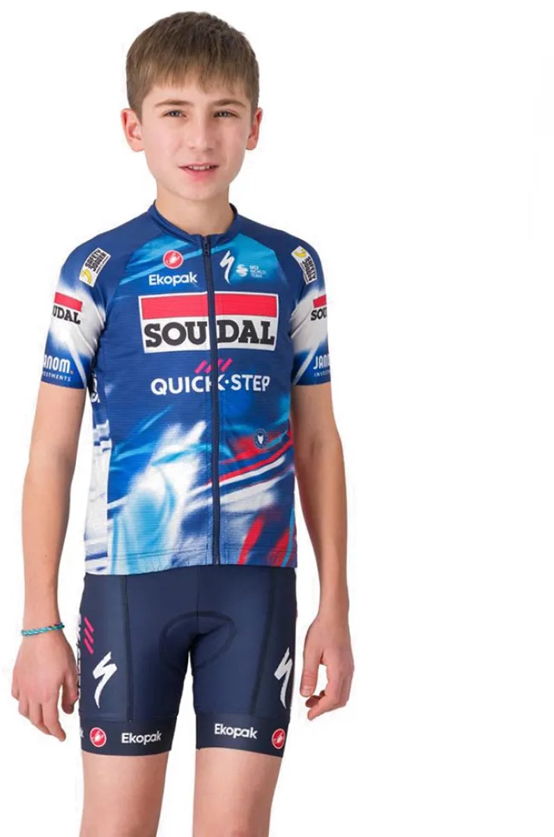 Castelli Aero Soudal Quick-step 2025 Korte Mouw Wielertrui Blauw 4 Years Kinderen