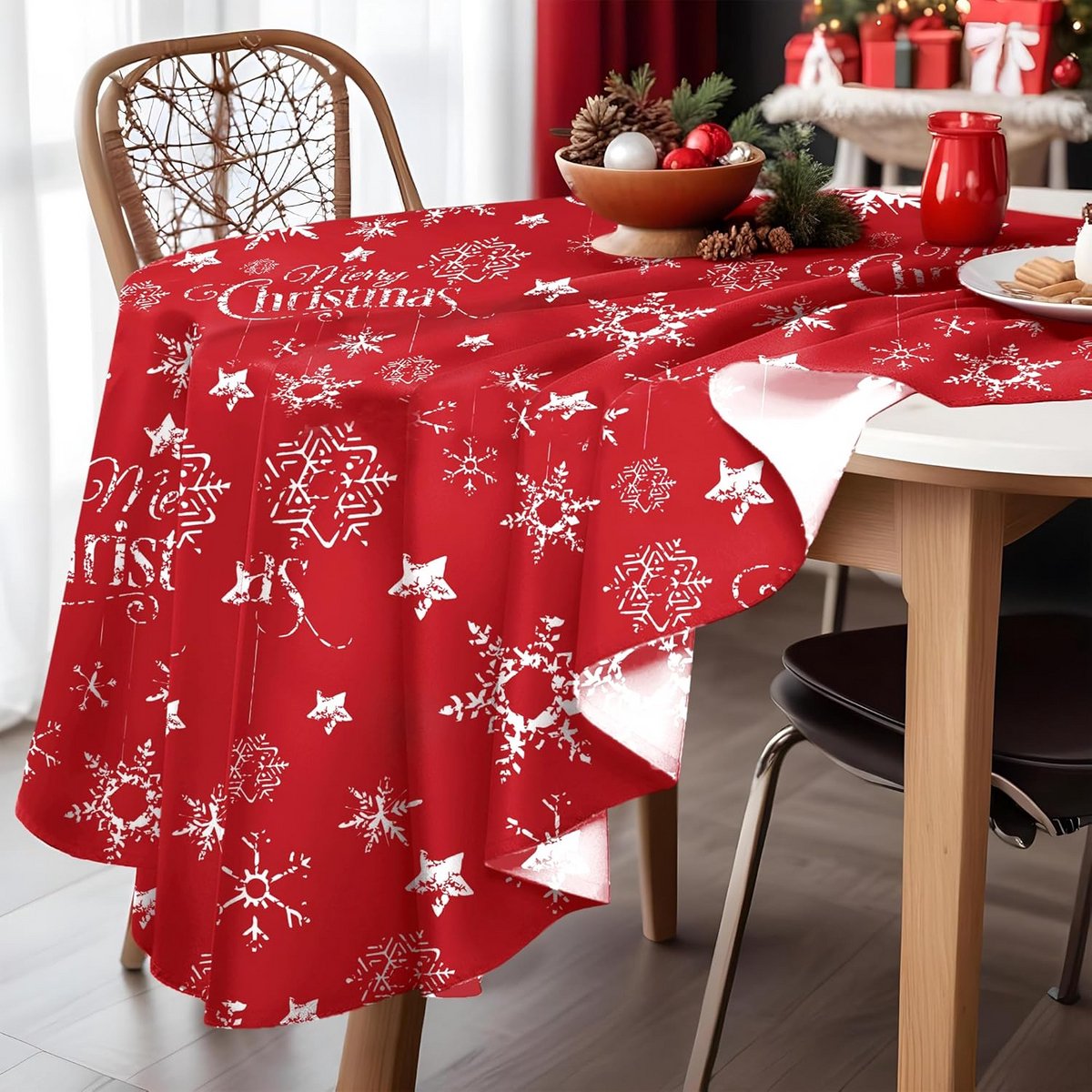 Waterdicht ronde tafelkleed voor kerstfeest - 70 inch