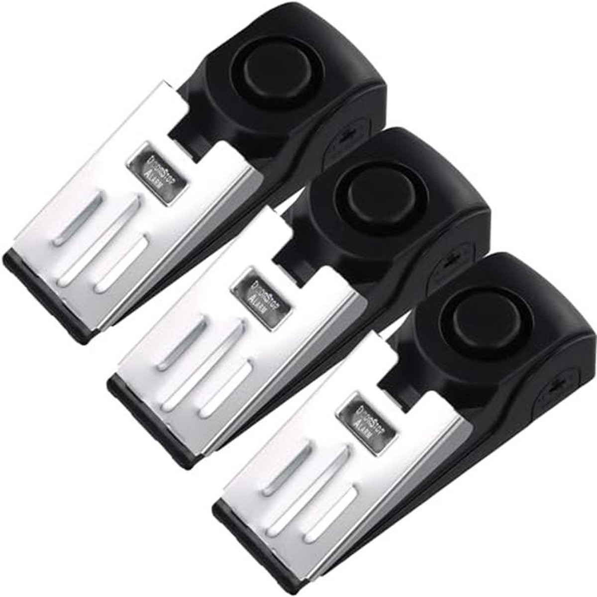 Set van 3 Wigvormige Beveiligingsdeurstoppers met Alarm - 120 dB