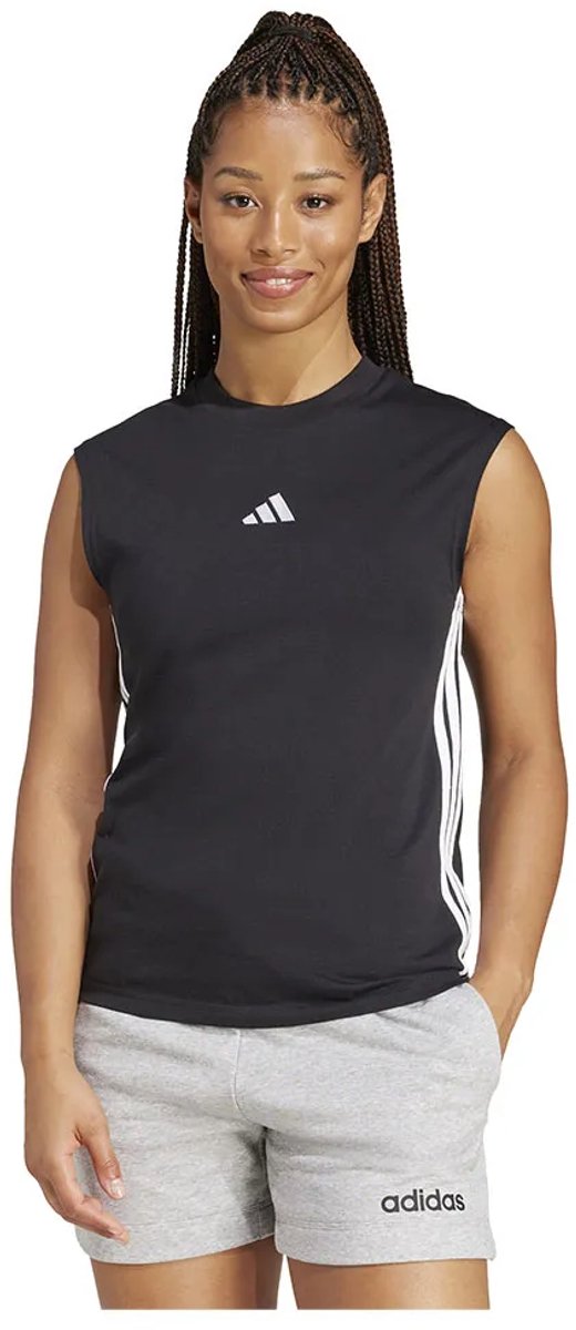 Adidas Essentials 3 Stripes Cotton Lifestyle Tank Mouwloos T-shirt 2XL Vrouw Zwart