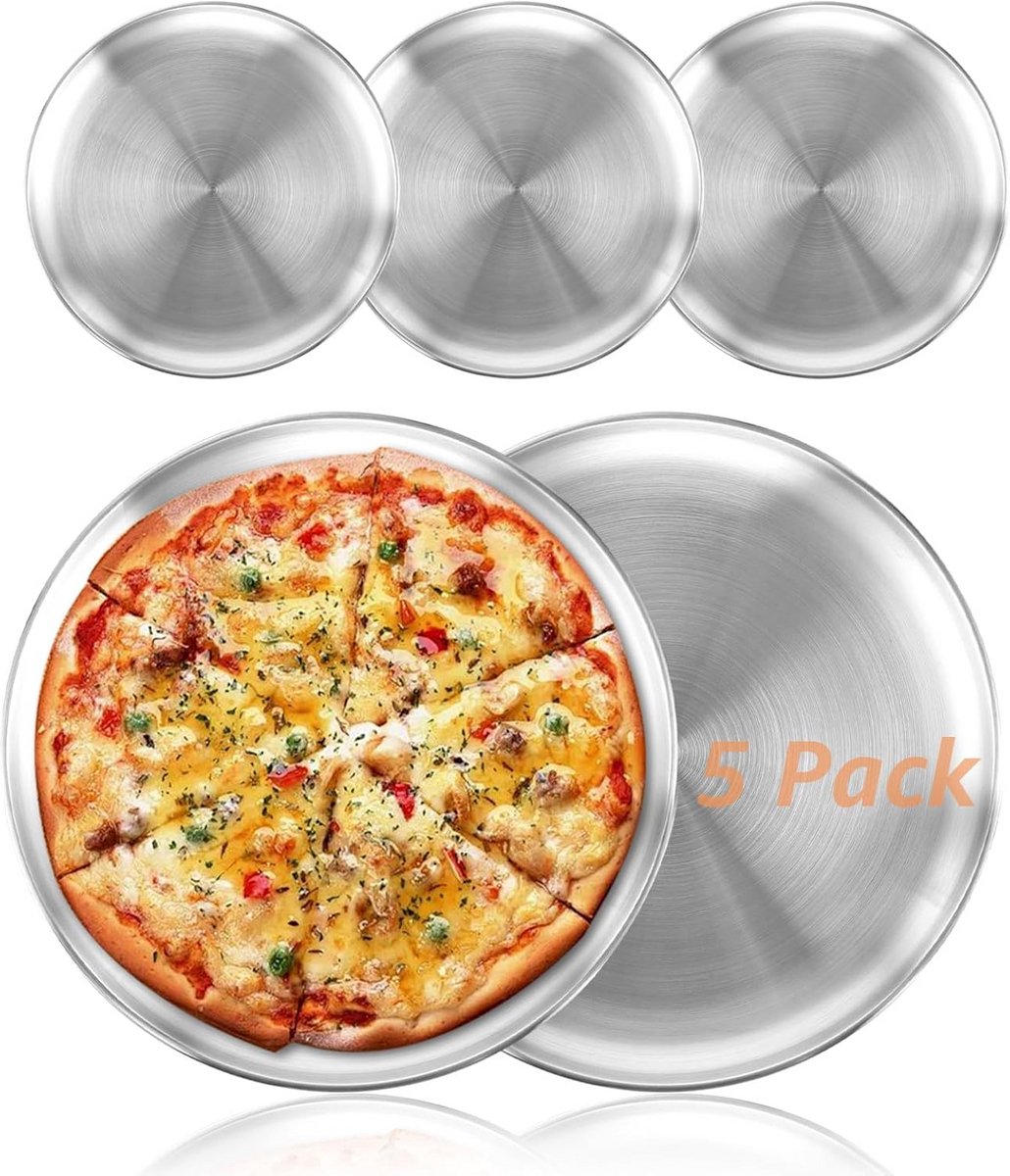 Ronde Pizzaplaat 30 cm van Roestvrij Staal – Vaatwasmachinebestendig, Ideaal voor Bakken en Serveren