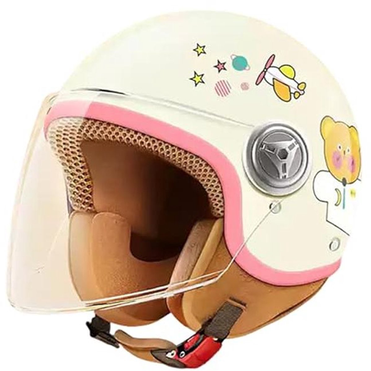 Kindermotorhelm met zonneklep voor meisjes en jongens 48-58 cm
