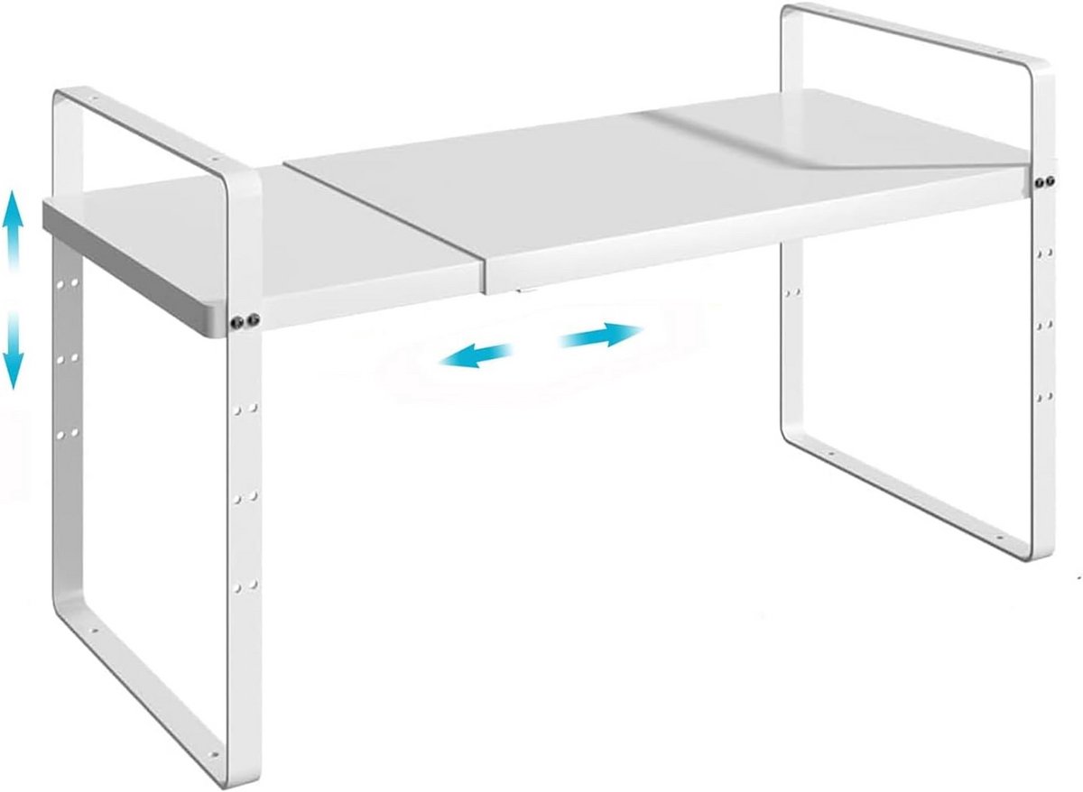 Uitbreidbare Kastplank Organizer - Stapelbare Metalen Keukenrek voor Kruiden en Opslag
