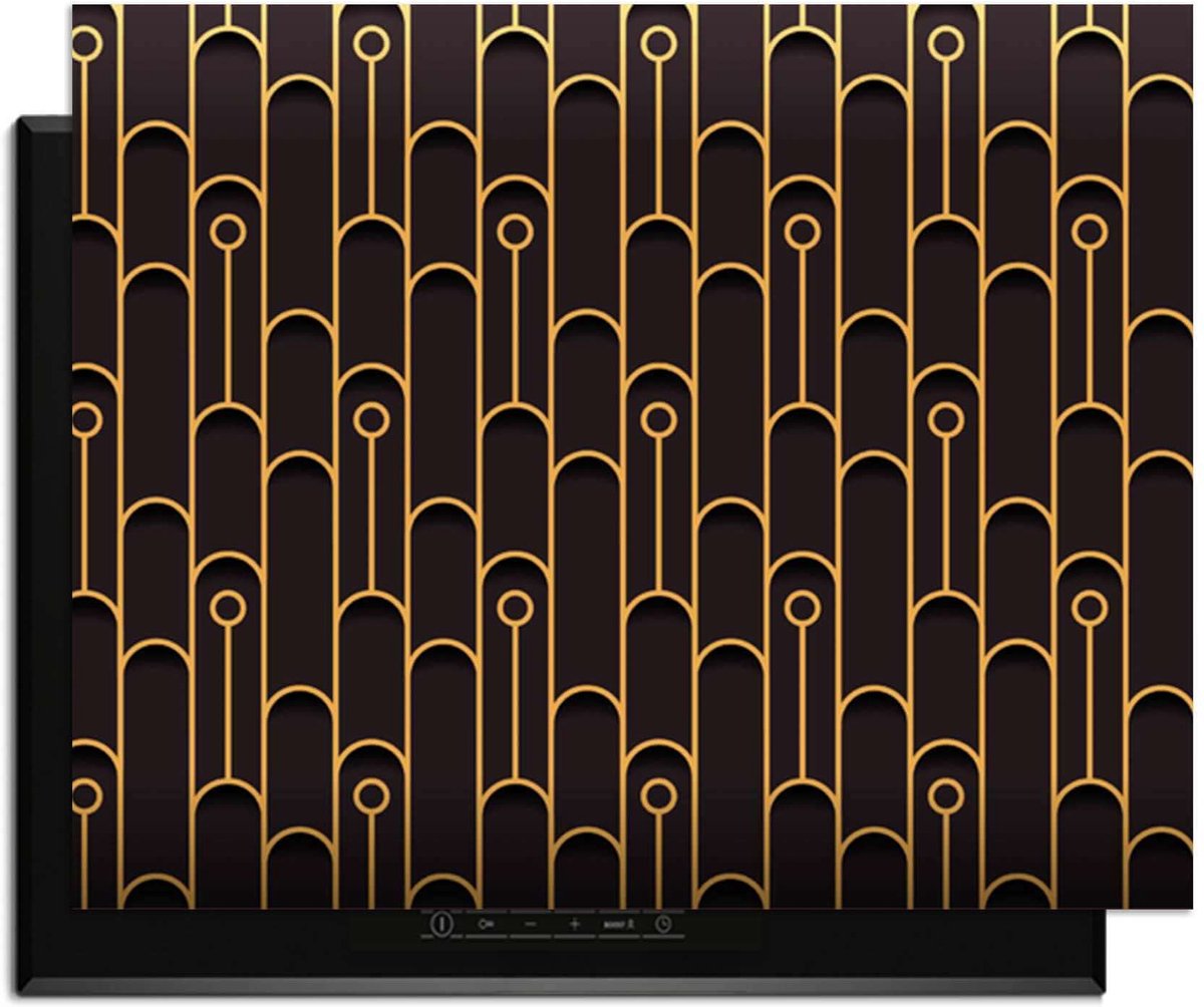KitchenArt - Golden Arc – Inductie Beschermer - 76x51.5 cm - Kookplaat Beschermer - Luxe Afdekplaat Inductieplaat - Anti-slip & Oprolbaar - Beschermmat Inductiekookplaat