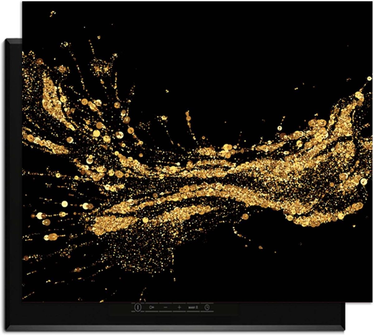 KitchenArt - Golden Splash - Inductie Beschermer - 65x52 cm - Kookplaat Beschermer - Luxe Afdekplaat Inductieplaat - Anti-slip & Oprolbaar - Beschermmat Inductiekookplaat