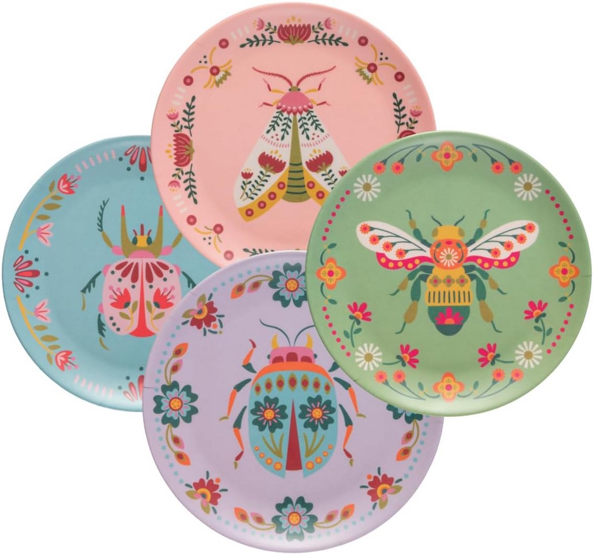 Set van 4 Melamine Dessertborden 19,7 cm Vaatwasmachinebestendig voor Binnen en Buiten