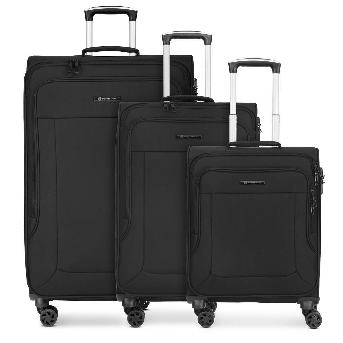 Franky Melbourne 3.0 4-wiel kofferset, 3-delig, met rekbare vouw - Zachte bagage - Combinatieslot - black