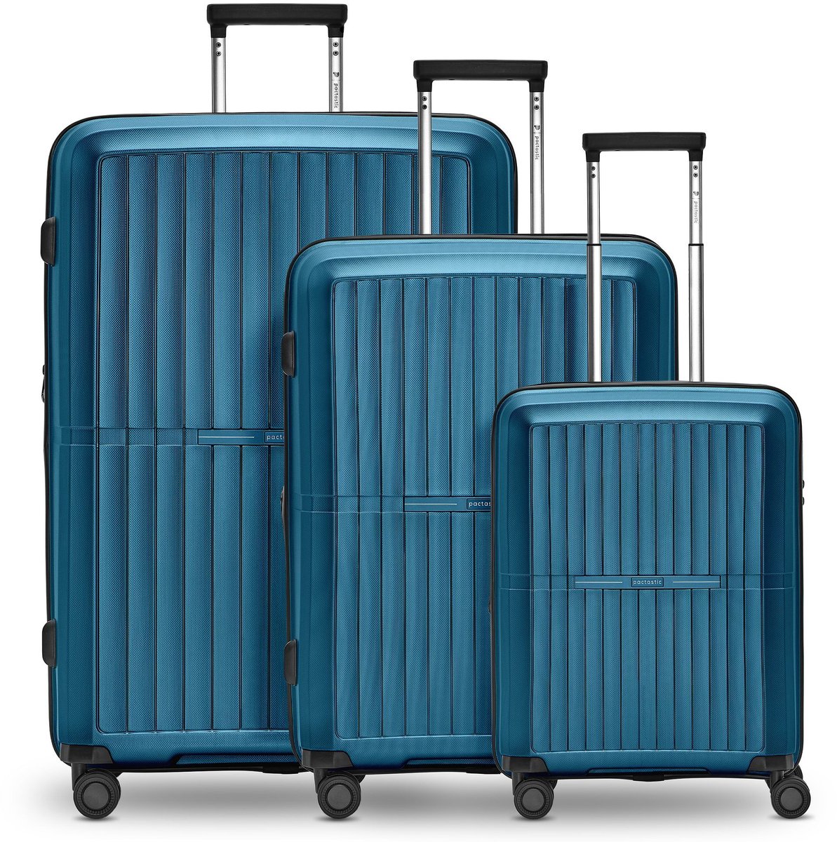 Pactastic Collectie 01 4-wiel kofferset, 3-delig, met rekbare vouw - Harde bagage - TSA slot - turquoise-metallic