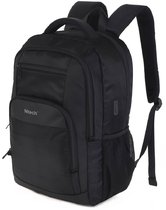 Ntech Rugzak Zwart - Schooltas 20L - Spatwaterdicht Rugzak Inclusief USB C Oplaadpoort - Laptoptas Dames en Heren - Jongens en Meisjes - Laptop Rugtas 16 inch