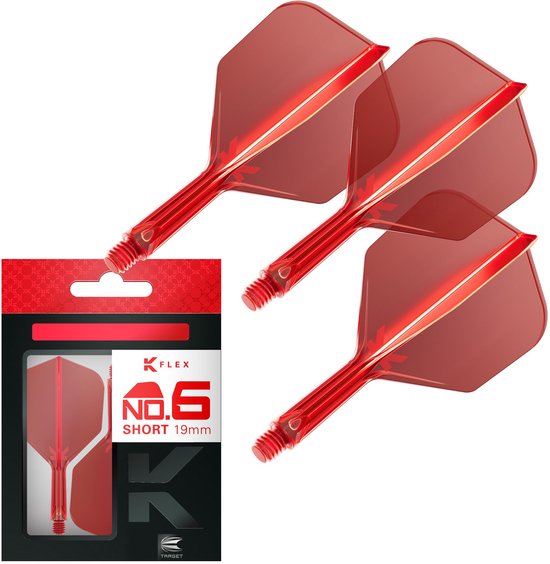 Target K-Flex Red NO6 - Dart Flights - Short van Target — afbeelding 2